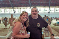 Tracy Good & Alan Morris standing before Terracotta Warriors in Pit One.