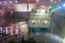 Ship entering the lock on the Three Gorges Dam.