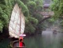 Boat on the Xiangxi River as we approach the Tribe of the Three Gorges.