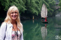 Melanie Lunn stood by the Xiangxi River in the Xiling Gorge