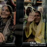 Smiling ladies in a bus. Smiling ladies in a bus.