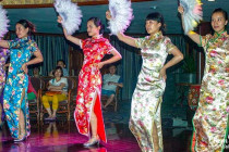 Girls in traditional dress during the fashion show on the Victoria Selina.