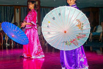 Girls in traditional dress during the fashion show on the Victoria Selina.