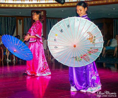 Girls in traditional dress during the fashion show on the Victoria Selina. Girls in traditional dress during the fashion show on the Victoria Selina.