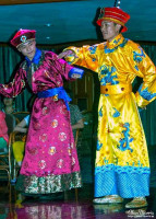 Men in traditional dress during the fashion show on the Victoria Selina. Men in traditional dress during the fashion show on the Victoria Selina.