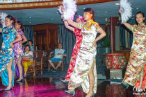 Girls in traditional dress during the fashion show on the Victoria Selina.